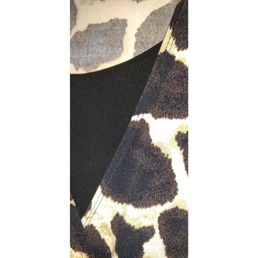 Style & Co Giraffe Print Dress Sz L Safari Pullover Stretchy Unlined Animal